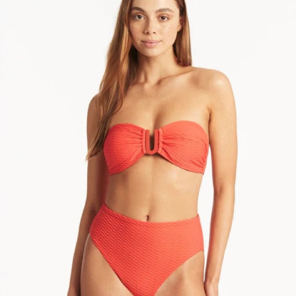 Sea Level Swim Australia coral bikini top. Bandeau